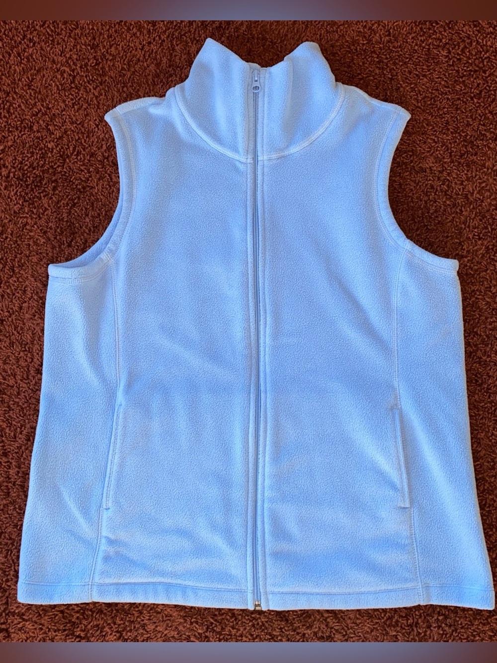 Lands’ End Fleece Vest Full Zip Women’s M 10-12 Blue Lightweight Hiking Outdoor